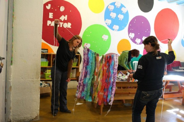 Tie-Dye Banner at Art Camp 2012